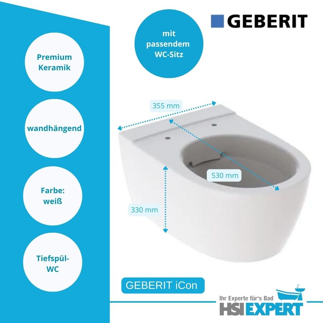 Geberit iCon WC spülrandlos WC Sitz Beschichtung Anschlussset, 324,90 €