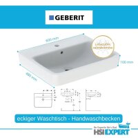 Geberit Renova Plan Waschbecken 60cm +  Grohe Armatur + Design Siphon-Set + Silikon Komplettset