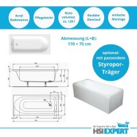 Acryl Körperform Badewanne Ideal Standard + Styroporträger + Grohe Wannenbatterie Komplettset