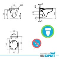 Ideal Standard Eurovit Wand Tiefspül WC, Spülrandlos mit Beschichtung und Deckel