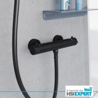HGMBAD MÜNCHEN Duscharmatur mit Thermostat, Thermostat, Mischbatterie Dusche, Duschthermostat in Schwarz matt